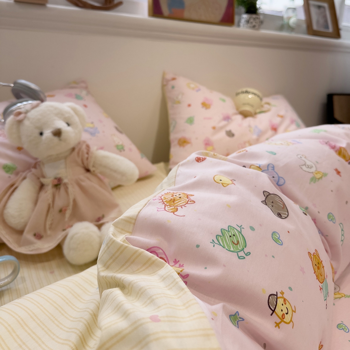 91家纺网 家纺一手货源 找家纺 （总）呗旺鹿 2026春夏新款全棉纯棉40支12868卡通ins风四件套