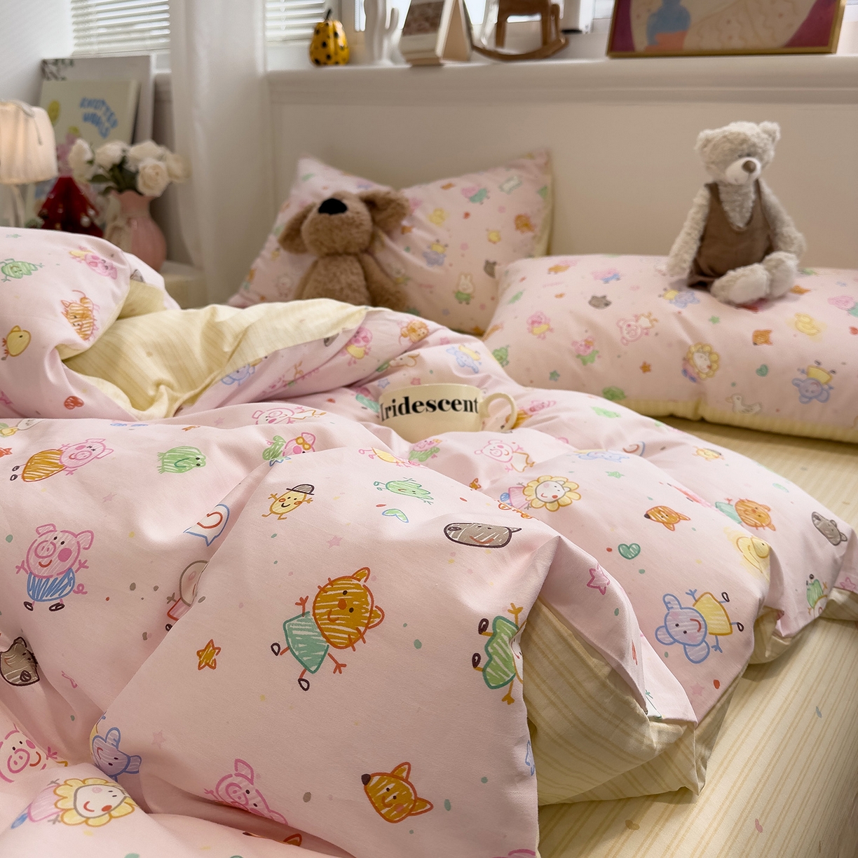 91家纺网 家纺一手货源 找家纺 （总）呗旺鹿 2026春夏新款全棉纯棉40支12868卡通ins风四件套