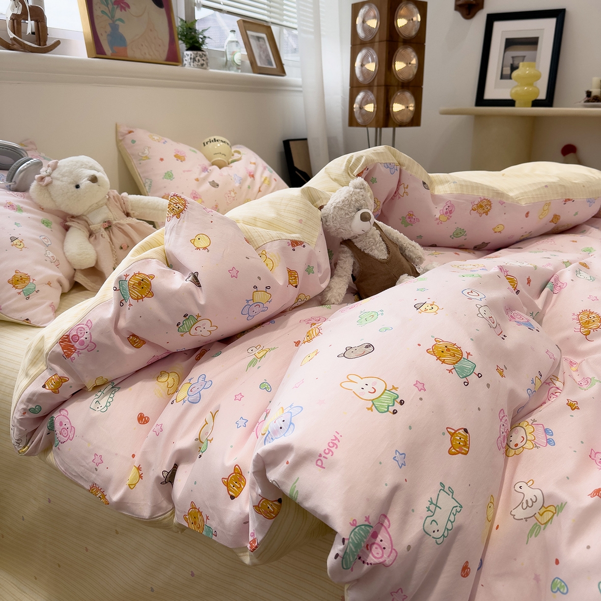 91家纺网 家纺一手货源 找家纺 （总）呗旺鹿 2026春夏新款全棉纯棉40支12868卡通ins风四件套