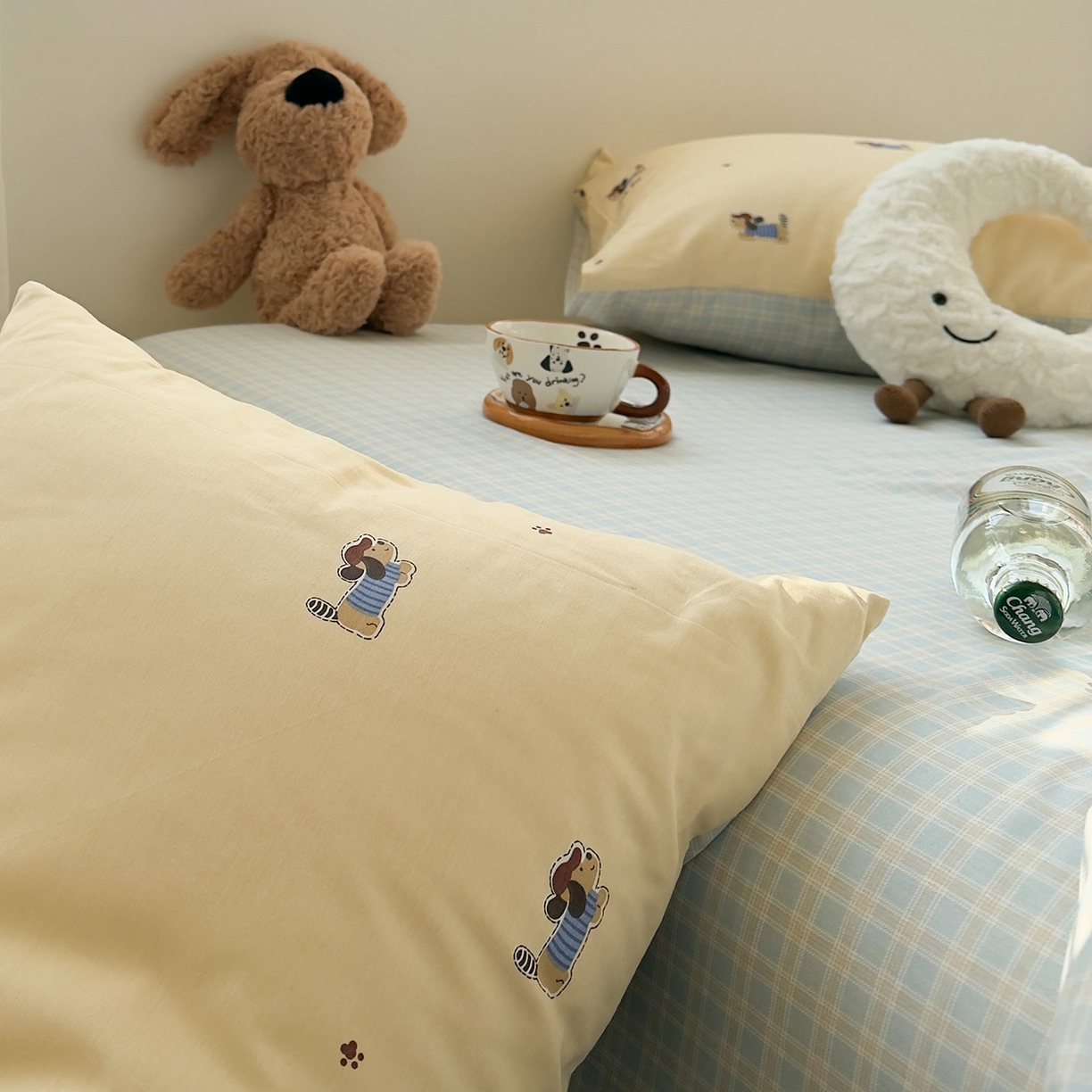 91家纺网 家纺一手货源 找家纺 呗旺鹿 2026春夏新款全棉纯棉40支12868卡通ins风四件套 运动小狗