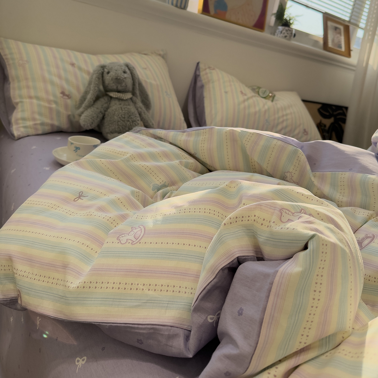 91家纺网 家纺一手货源 找家纺 呗旺鹿 2026春夏新款全棉纯棉40支12868卡通ins风四件套 马上有钱