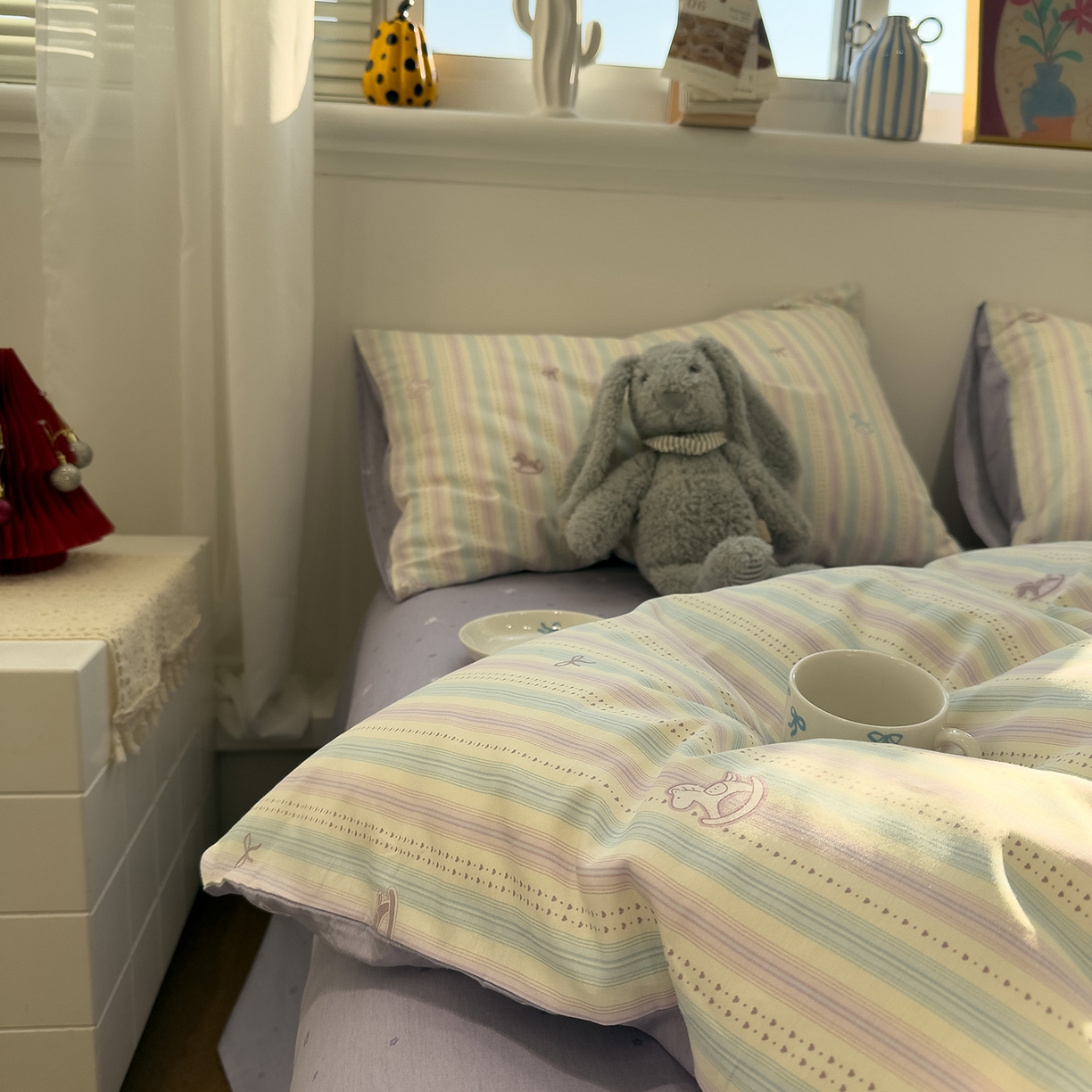 91家纺网 家纺一手货源 找家纺 呗旺鹿 2026春夏新款全棉纯棉40支12868卡通ins风四件套 马上有钱