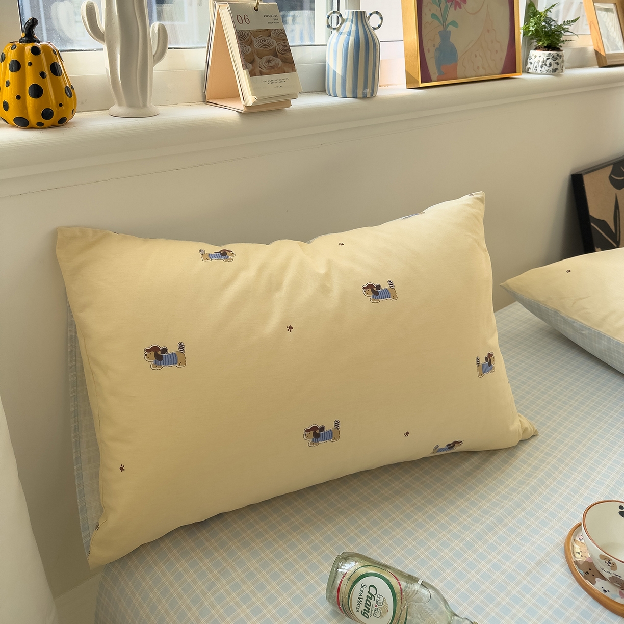 91家纺网 家纺一手货源 找家纺 呗旺鹿 2026春夏新款全棉纯棉40支12868卡通ins风四件套 运动小狗