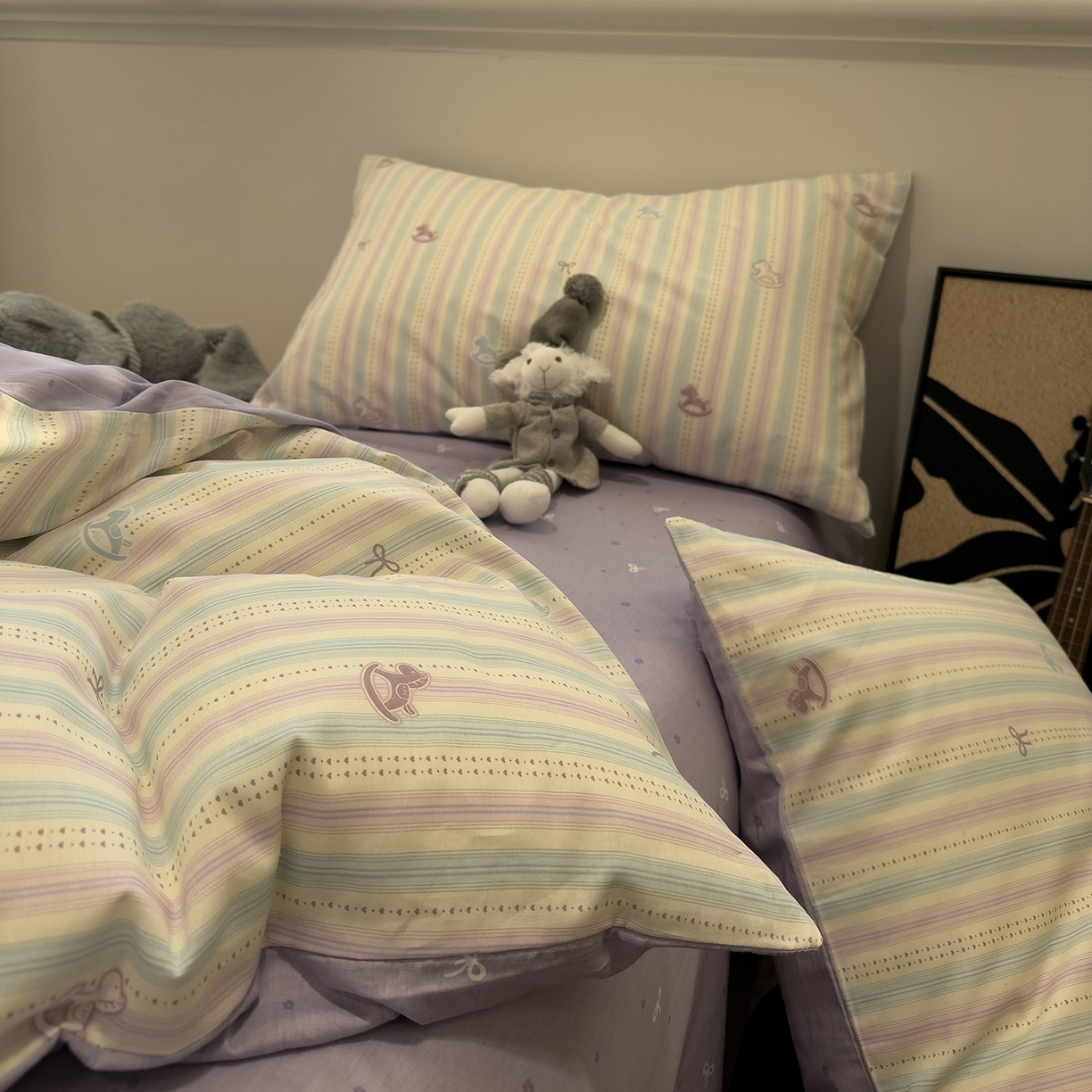 91家纺网 家纺一手货源 找家纺 呗旺鹿 2026春夏新款全棉纯棉40支12868卡通ins风四件套 马上有钱