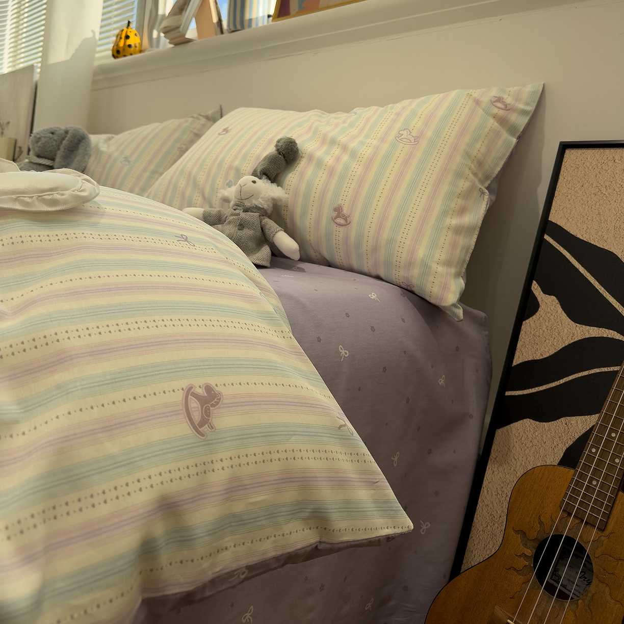 91家纺网 家纺一手货源 找家纺 呗旺鹿 2026春夏新款全棉纯棉40支12868卡通ins风四件套 马上有钱