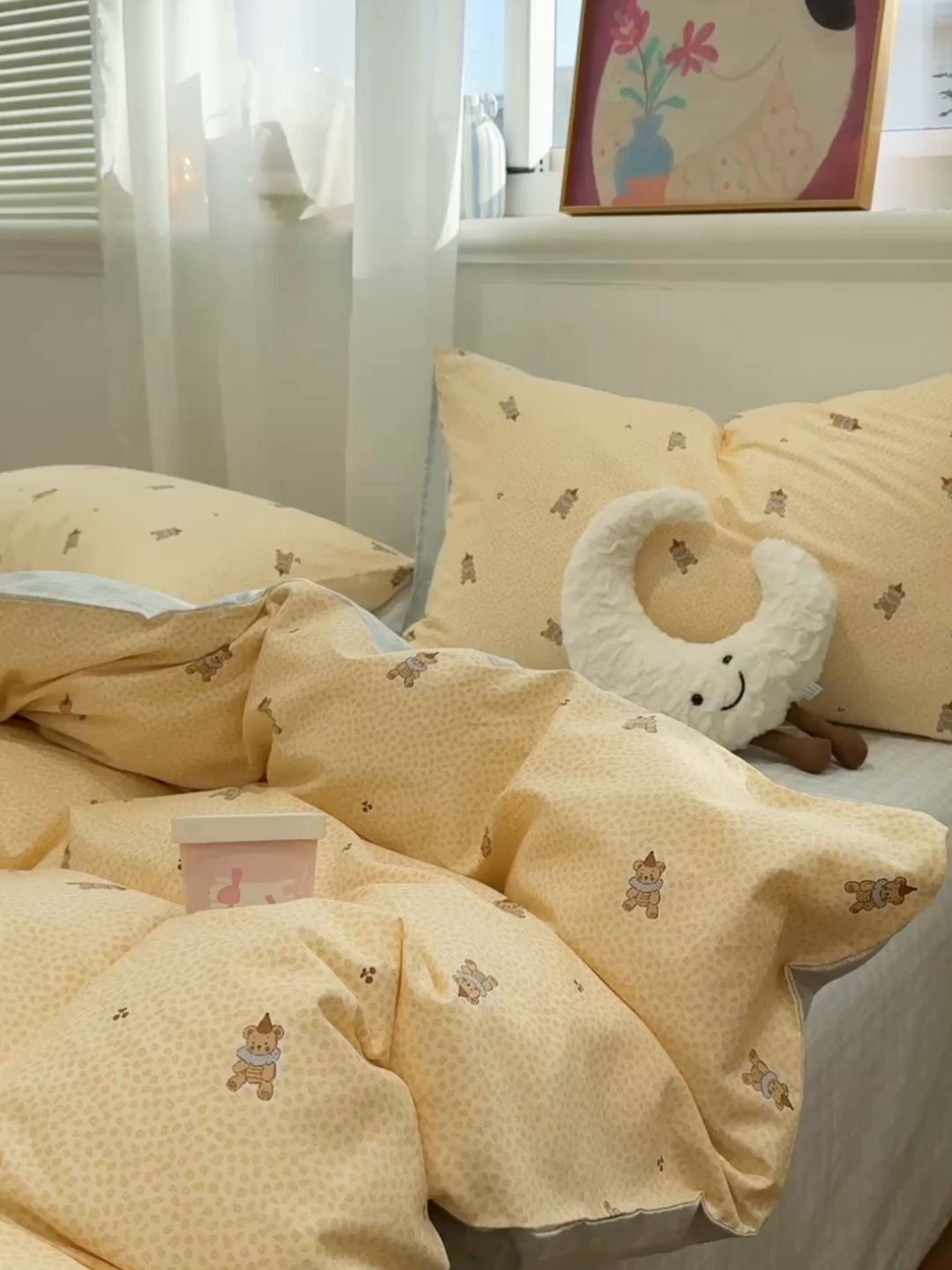 91家纺网 家纺一手货源 找家纺 呗旺鹿 2026春夏新款全棉纯棉40支12868卡通ins风四件套 帽子维尼