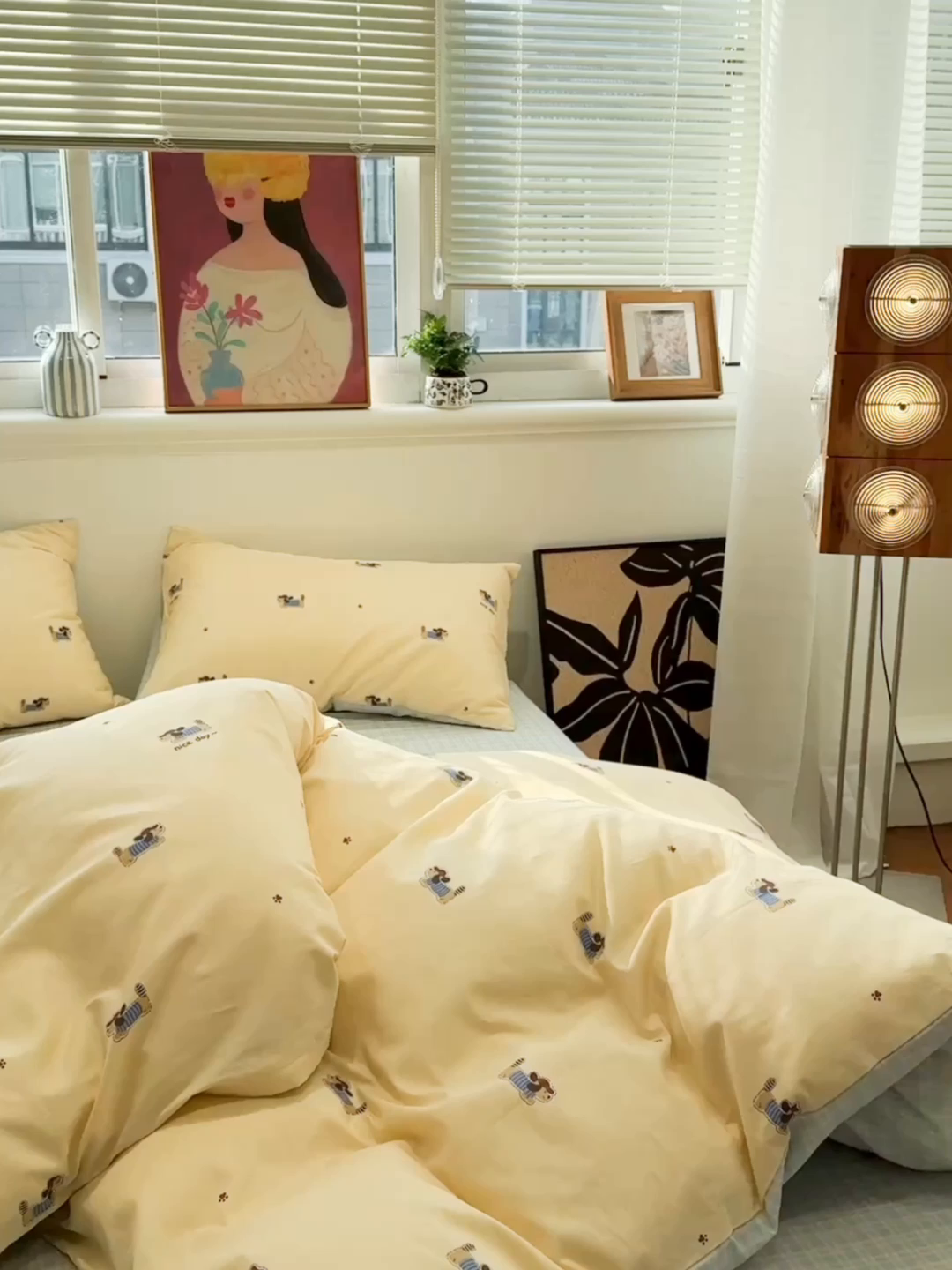 91家纺网 家纺一手货源 找家纺 呗旺鹿 2026春夏新款全棉纯棉40支12868卡通ins风四件套 运动小狗