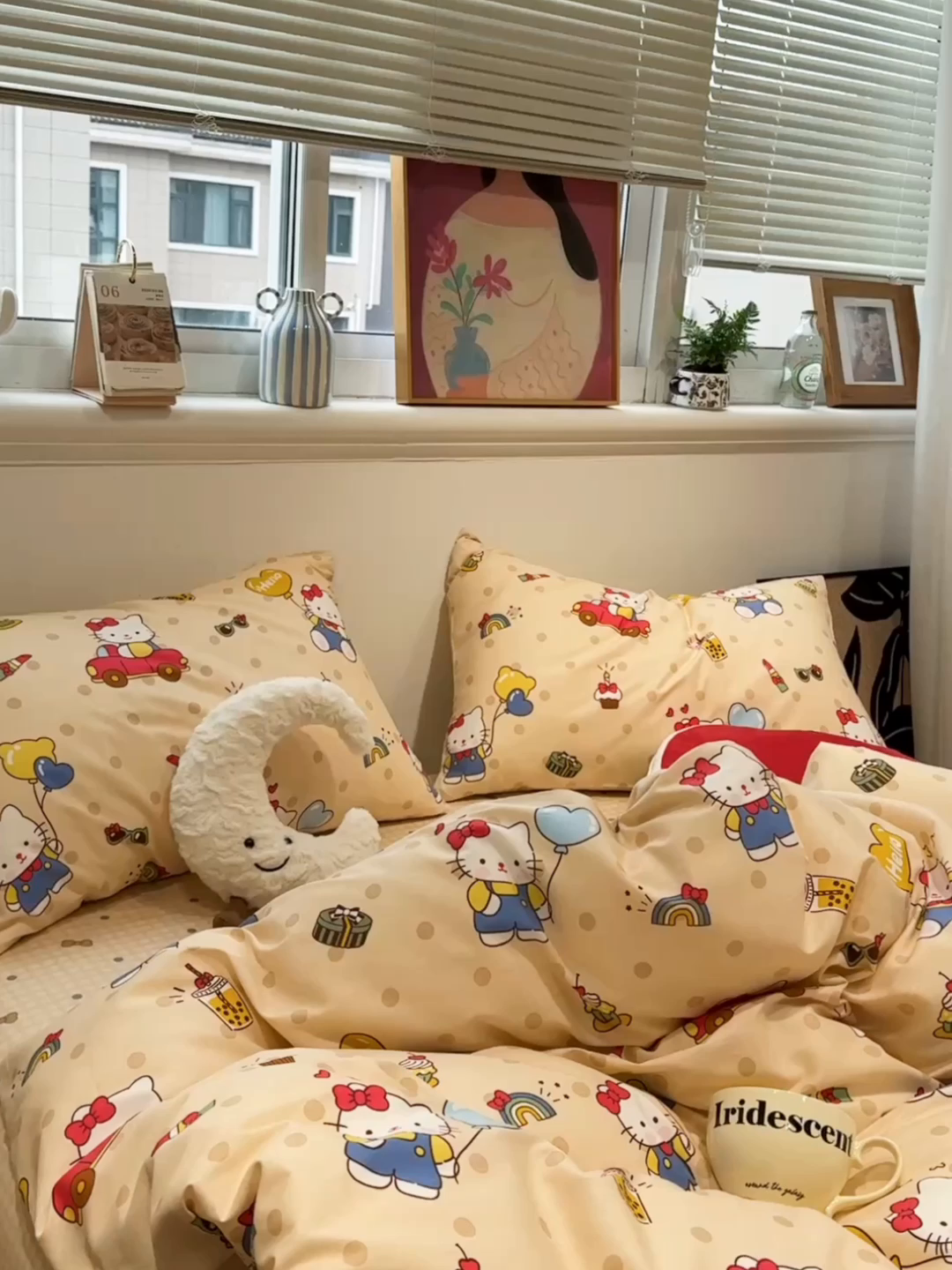 91家纺网 家纺一手货源 找家纺 呗旺鹿 2026春夏新款全棉纯棉40支12868卡通ins风四件套 嗨皮猫