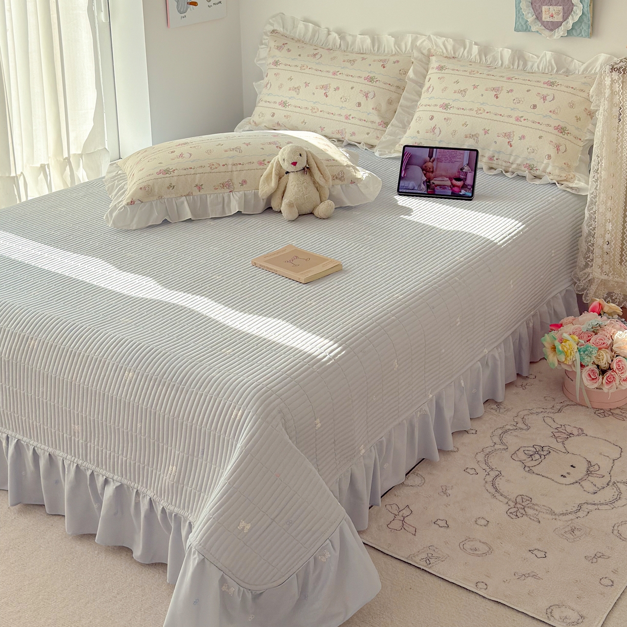 91家纺网 家纺一手货源 找家纺 （总）简宜家居（朝初家纺） 2026新款全棉绗缝花边床盖四件套