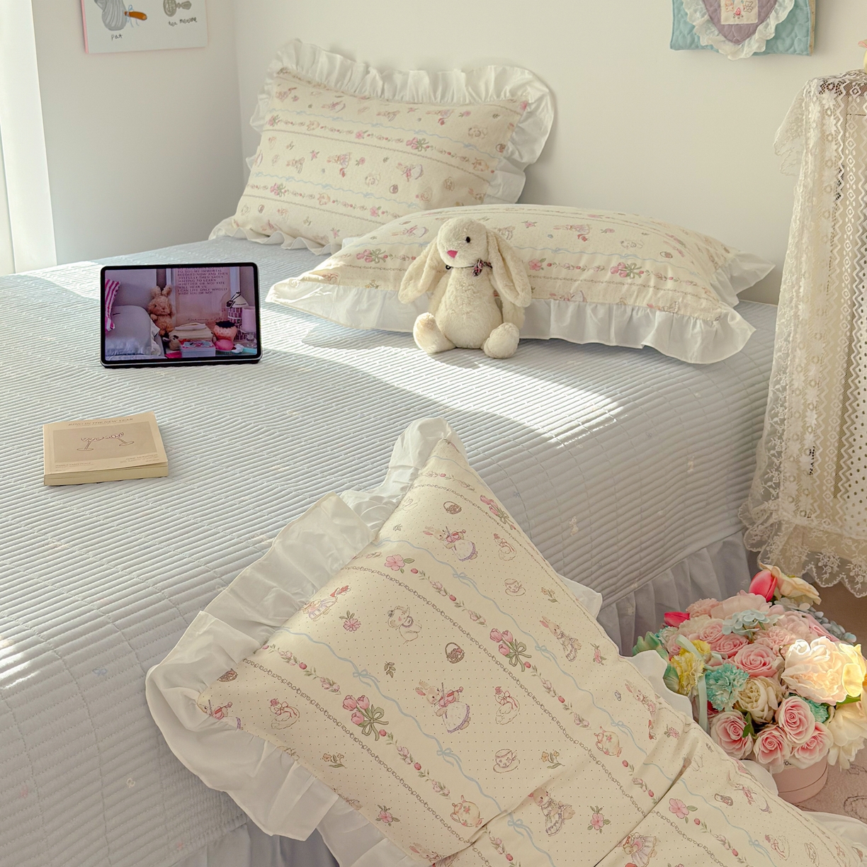 91家纺网 家纺一手货源 找家纺 （总）简宜家居（朝初家纺） 2026新款全棉绗缝花边床盖四件套