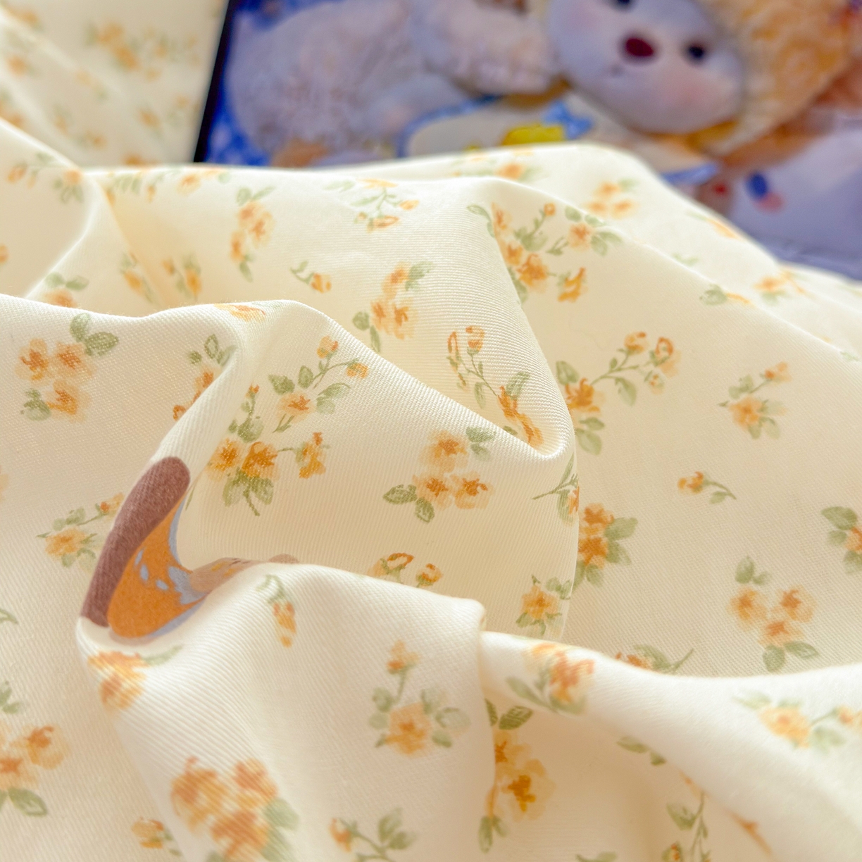 91家纺网 家纺一手货源 找家纺 简宜家居（朝初家纺） 2026新款全棉绗缝花边床盖四件套 暖菊花兔