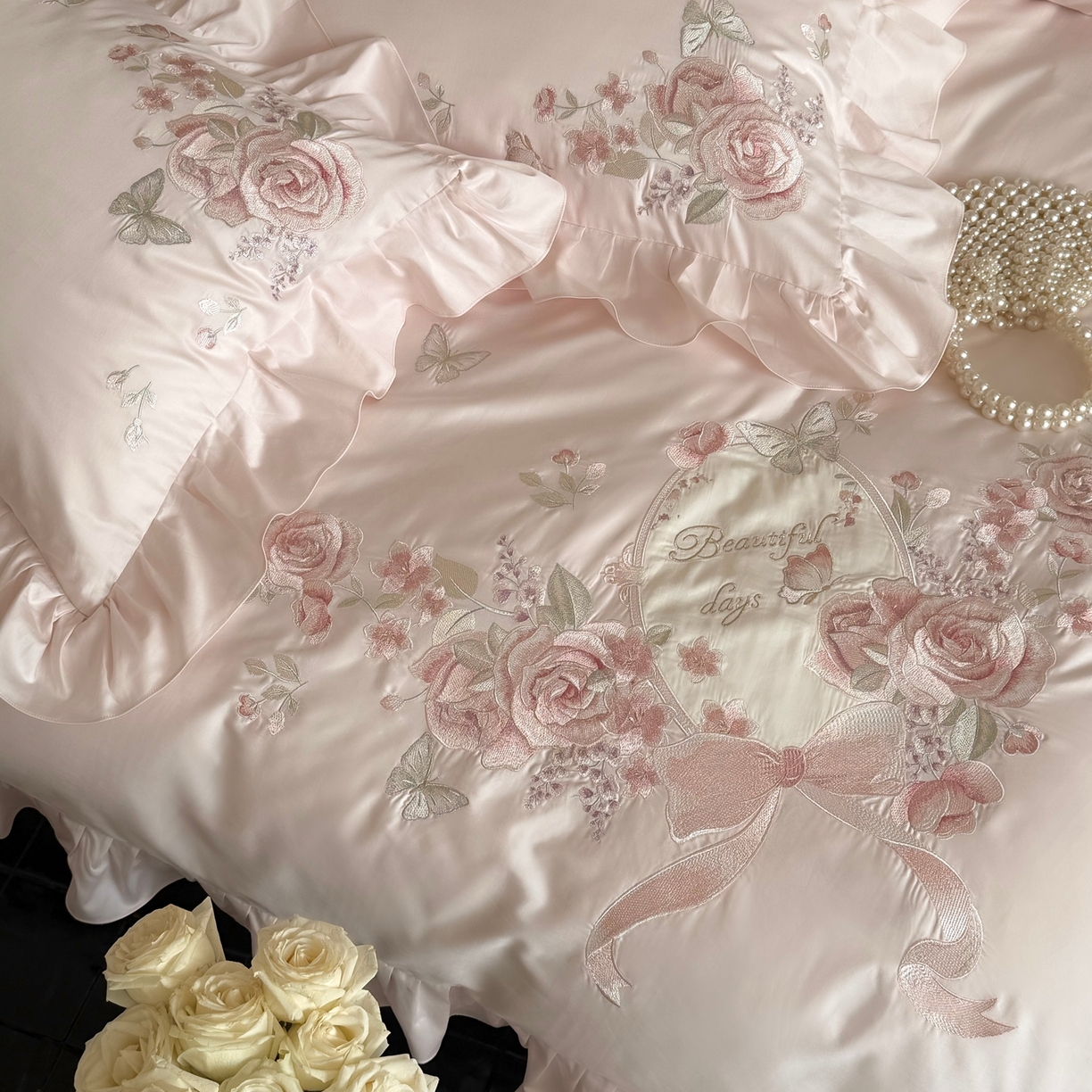 91家纺网 家纺一手货源 找家纺 （总）鹿班家居 2026新款100S长绒棉纯棉精密刺绣系列四件套-邂逅庄园（标准会员-20元)