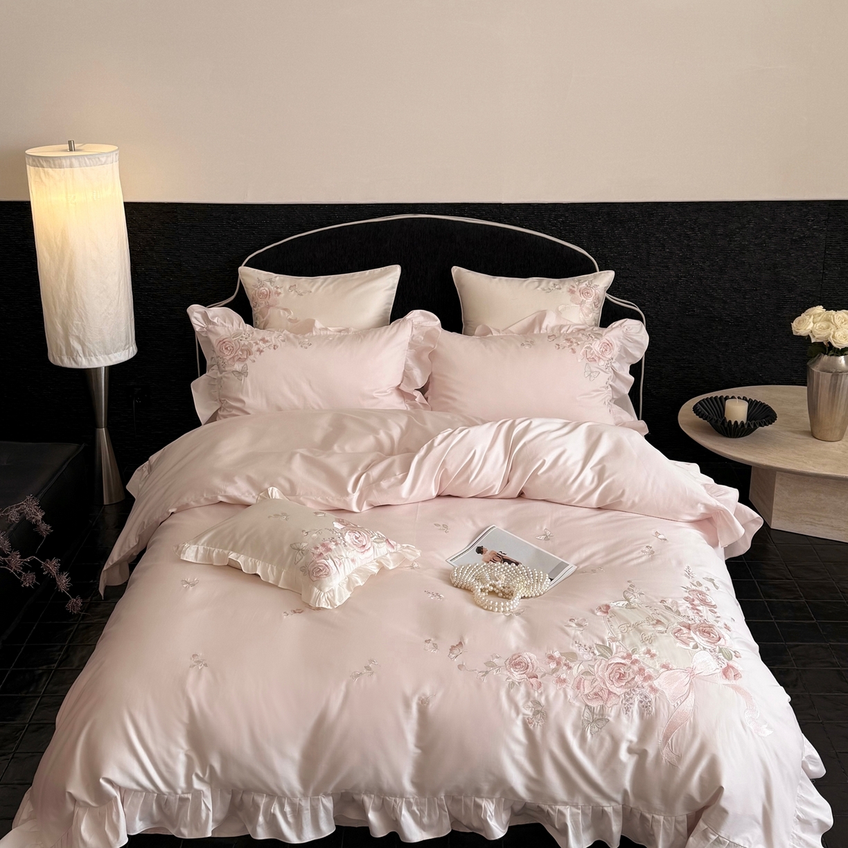 91家纺网 家纺一手货源 找家纺 （总）鹿班家居 2026新款100S长绒棉纯棉精密刺绣系列四件套-邂逅庄园（标准会员-20元)