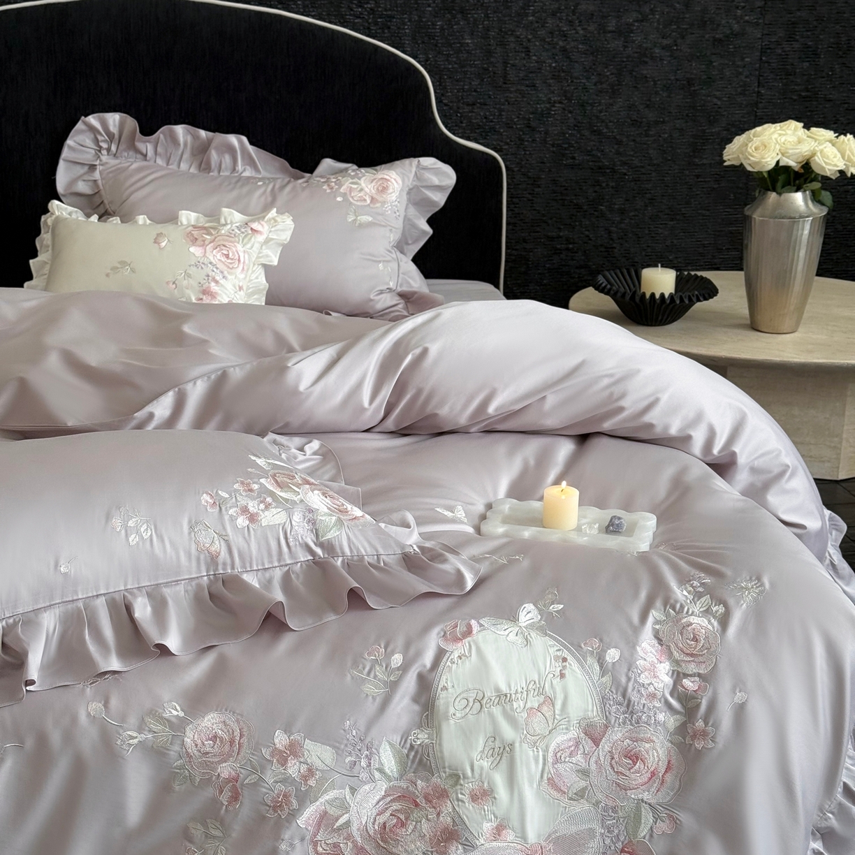 91家纺网 家纺一手货源 找家纺 （总）鹿班家居 2026新款100S长绒棉纯棉精密刺绣系列四件套-邂逅庄园（标准会员-20元)