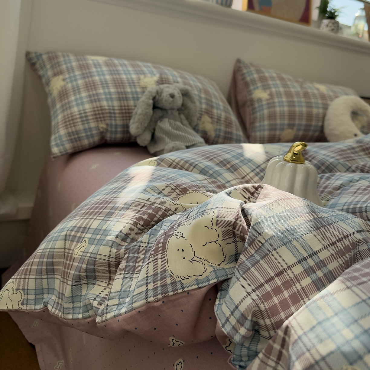 91家纺网 家纺一手货源 找家纺 （总）呗旺鹿 2026春夏新款全棉纯棉40支12868卡通ins风四件套