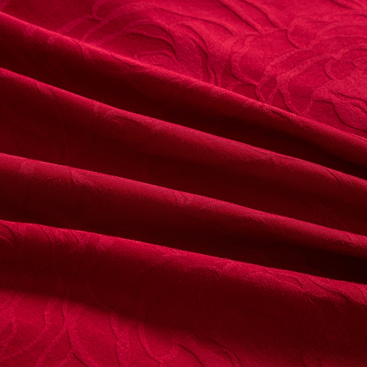 91家纺网 家纺一手货源 找家纺 典曼家纺 2026新款全棉贡缎提花红色婚庆纯棉四件套 玫香