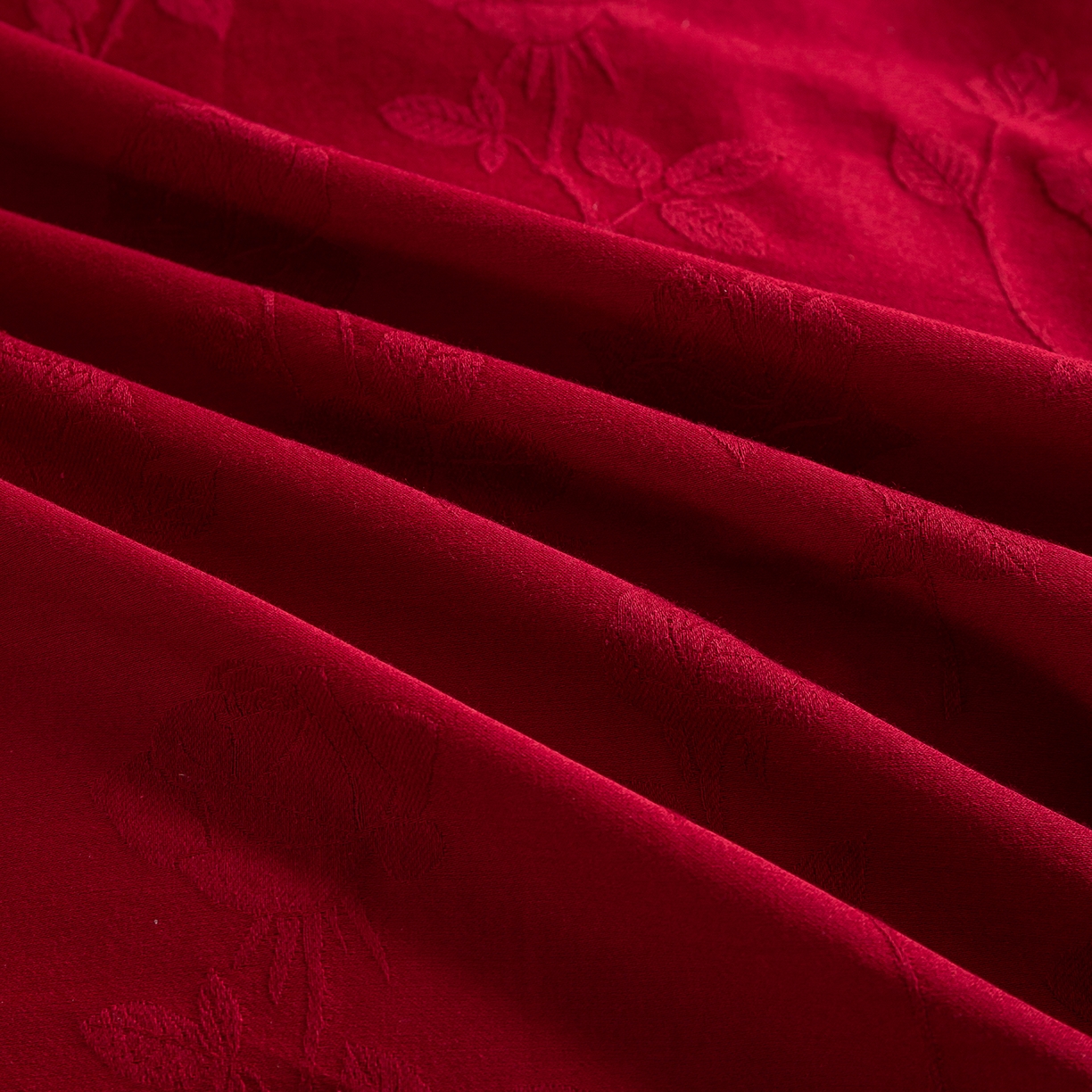 91家纺网 家纺一手货源 找家纺 典曼家纺 2026新款全棉贡缎提花红色婚庆纯棉四件套 岁月留声