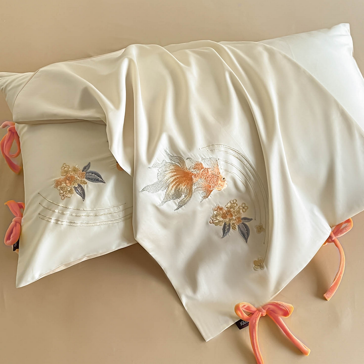 91家纺网 家纺一手货源 找家纺 （总） 2026新款50S双股A类长绒棉纯棉四件套全棉喜庆刺绣被套床单床笠-福瑞锦鲤