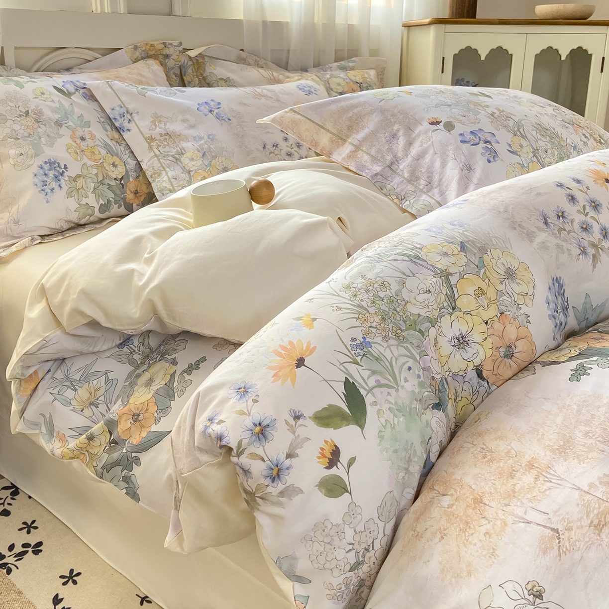 91家纺网 家纺一手货源 找家纺 （总）XIWEN-希文家纺 2026新款40支全棉纯棉13376数码印花四件套-第一批