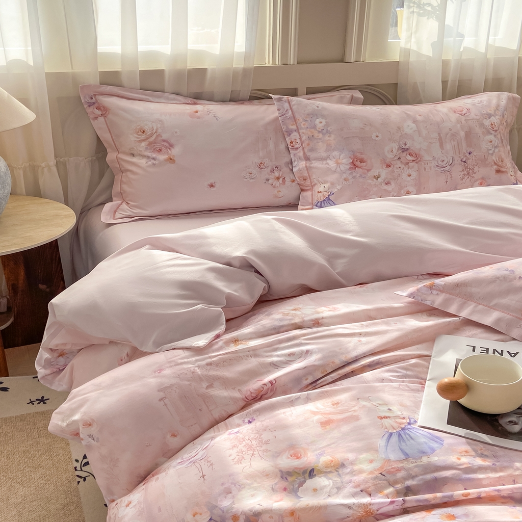 91家纺网 家纺一手货源 找家纺 XIWEN-希文家纺 2026新款40支全棉纯棉13376数码印花四件套-第一批 百花羞