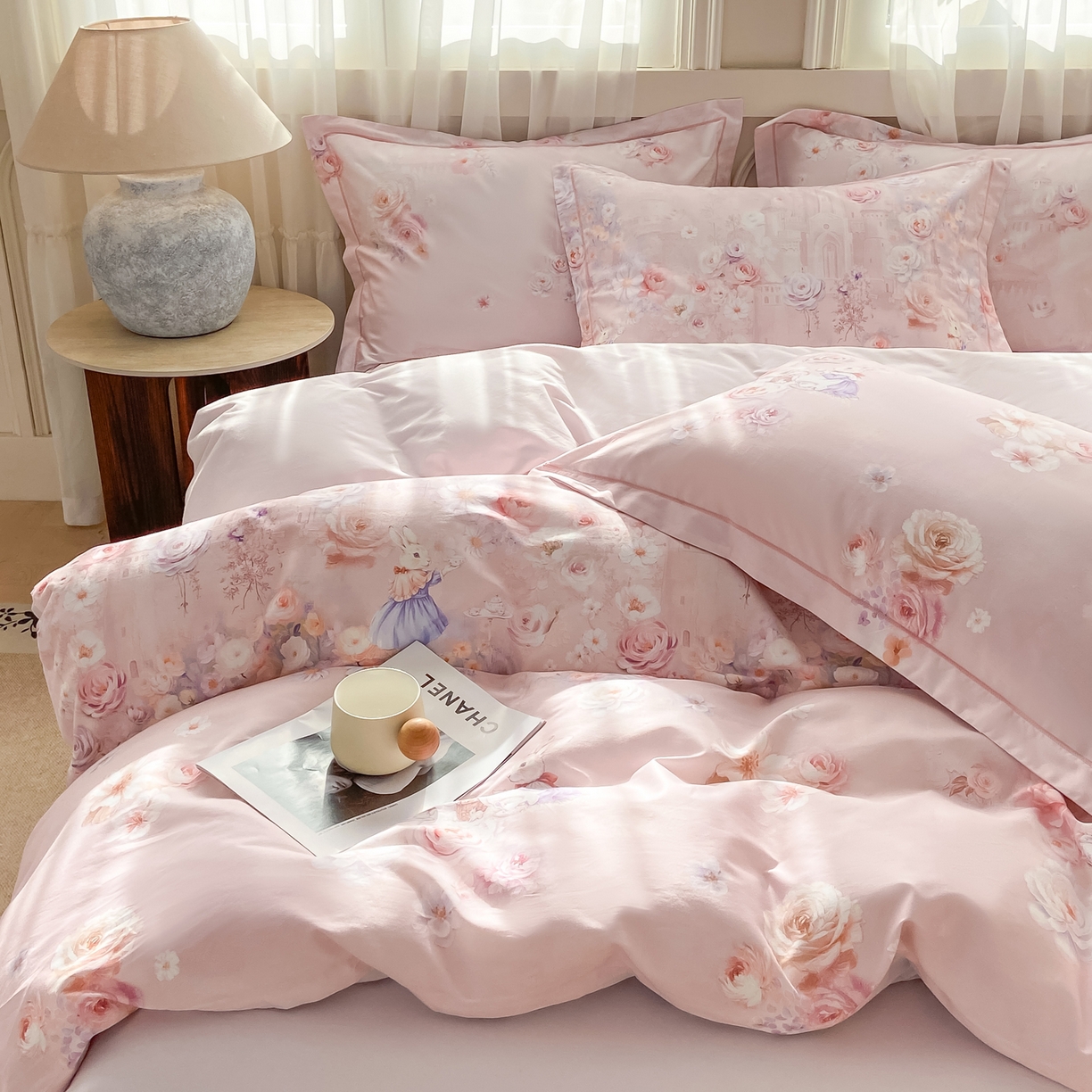 91家纺网 家纺一手货源 找家纺 XIWEN-希文家纺 2026新款40支全棉纯棉13376数码印花四件套-第一批 百花羞