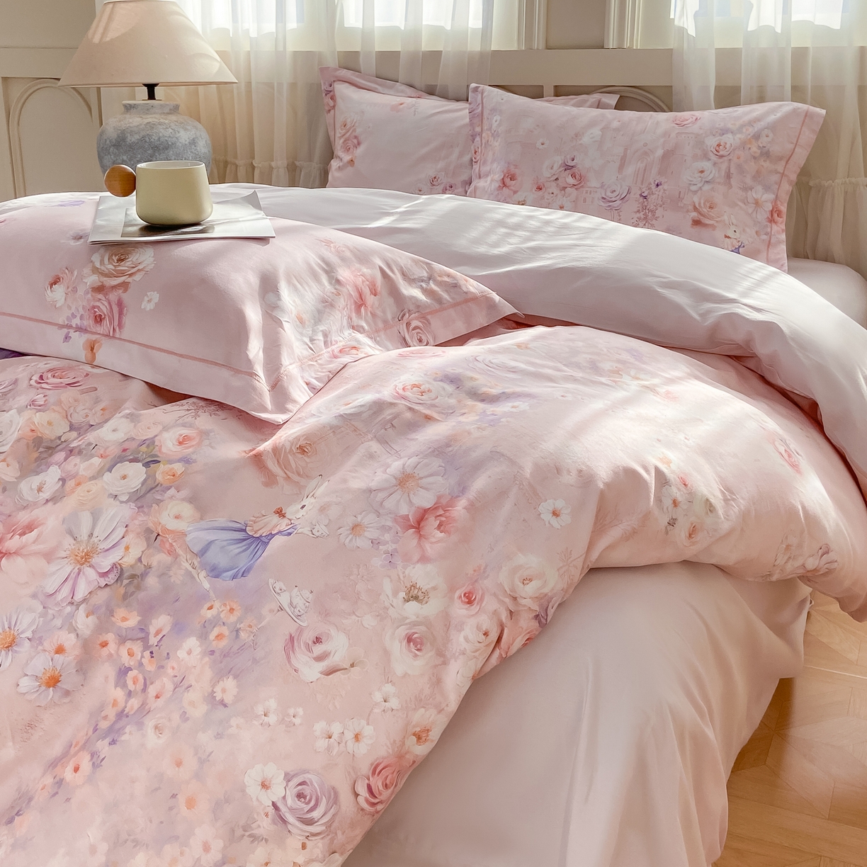 91家纺网 家纺一手货源 找家纺 XIWEN-希文家纺 2026新款40支全棉纯棉13376数码印花四件套-第一批 百花羞