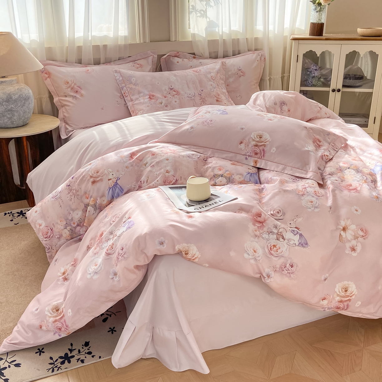 91家纺网 家纺一手货源 找家纺 XIWEN-希文家纺 2026新款40支全棉纯棉13376数码印花四件套-第一批 百花羞