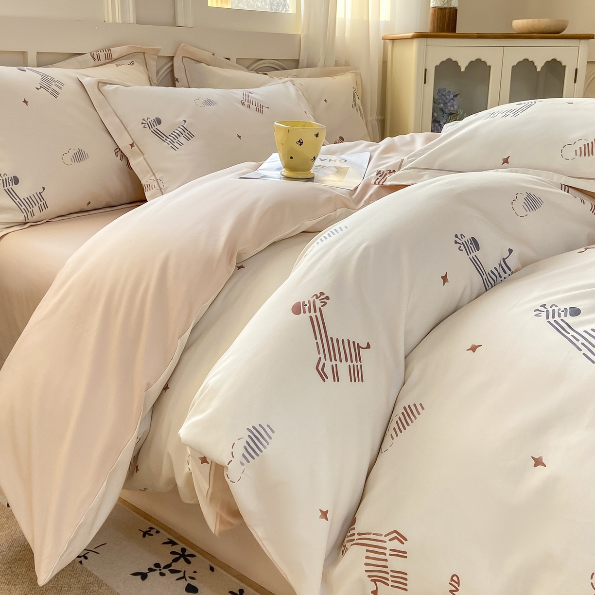 91家纺网 家纺一手货源 找家纺 XIWEN-希文家纺 2026新款40支全棉纯棉13376数码印花四件套-第一批 斑马斑马