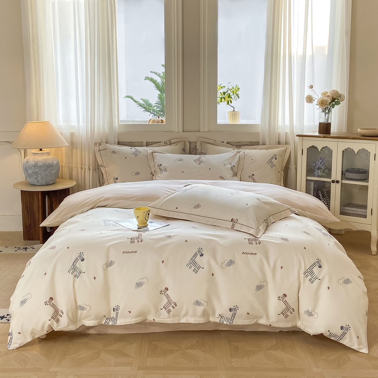 91家纺网 家纺一手货源 找家纺 XIWEN-希文家纺 2026新款40支全棉纯棉13376数码印花四件套-第一批 斑马斑马