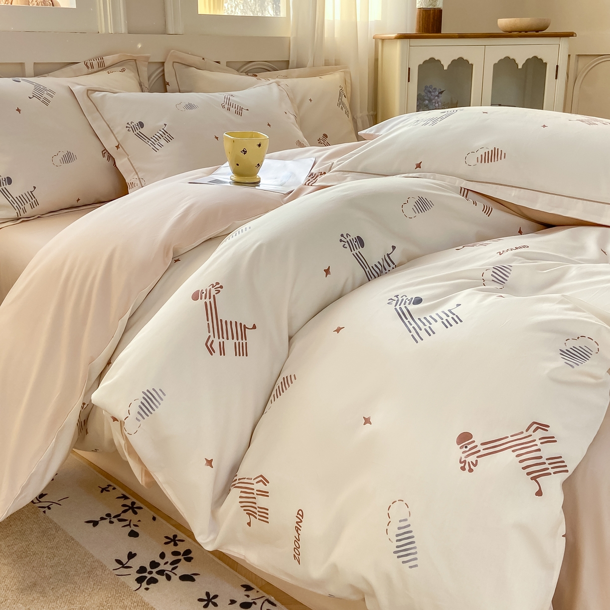 91家纺网 家纺一手货源 找家纺 XIWEN-希文家纺 2026新款40支全棉纯棉13376数码印花四件套-第一批 斑马斑马