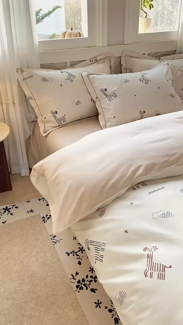 91家纺网 家纺一手货源 找家纺 XIWEN-希文家纺 2026新款40支全棉纯棉13376数码印花四件套-第一批 斑马斑马