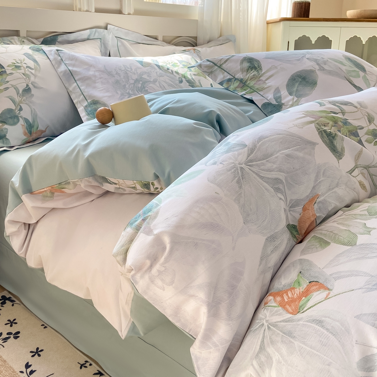 XIWEN-希文家纺 2026新款40支全棉纯棉13376数码印花四件套-第一批 缠枝-绿