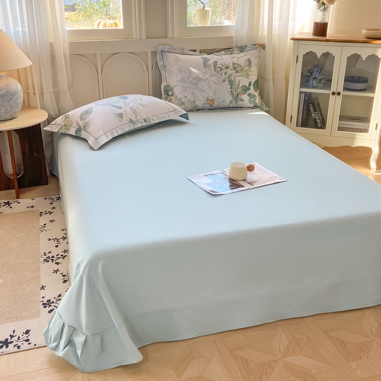 91家纺网 家纺一手货源 找家纺 XIWEN-希文家纺 2026新款40支全棉纯棉13376数码印花四件套-第一批 缠枝-绿