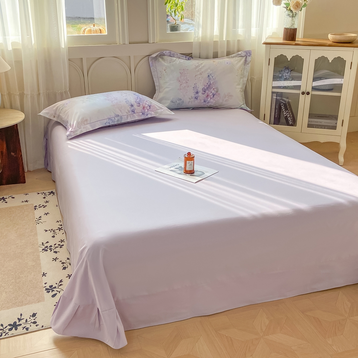 91家纺网 家纺一手货源 找家纺 XIWEN-希文家纺 2026新款40支全棉纯棉13376数码印花四件套-第一批 风铃-紫