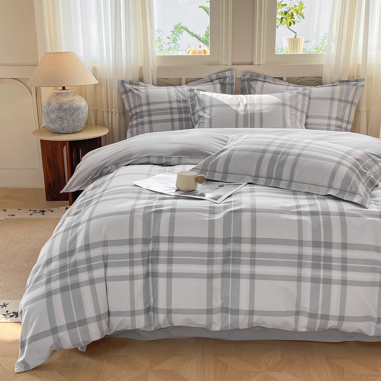 91家纺网 家纺一手货源 找家纺 XIWEN-希文家纺 2026新款40支全棉纯棉13376数码印花四件套-第一批 格瑞