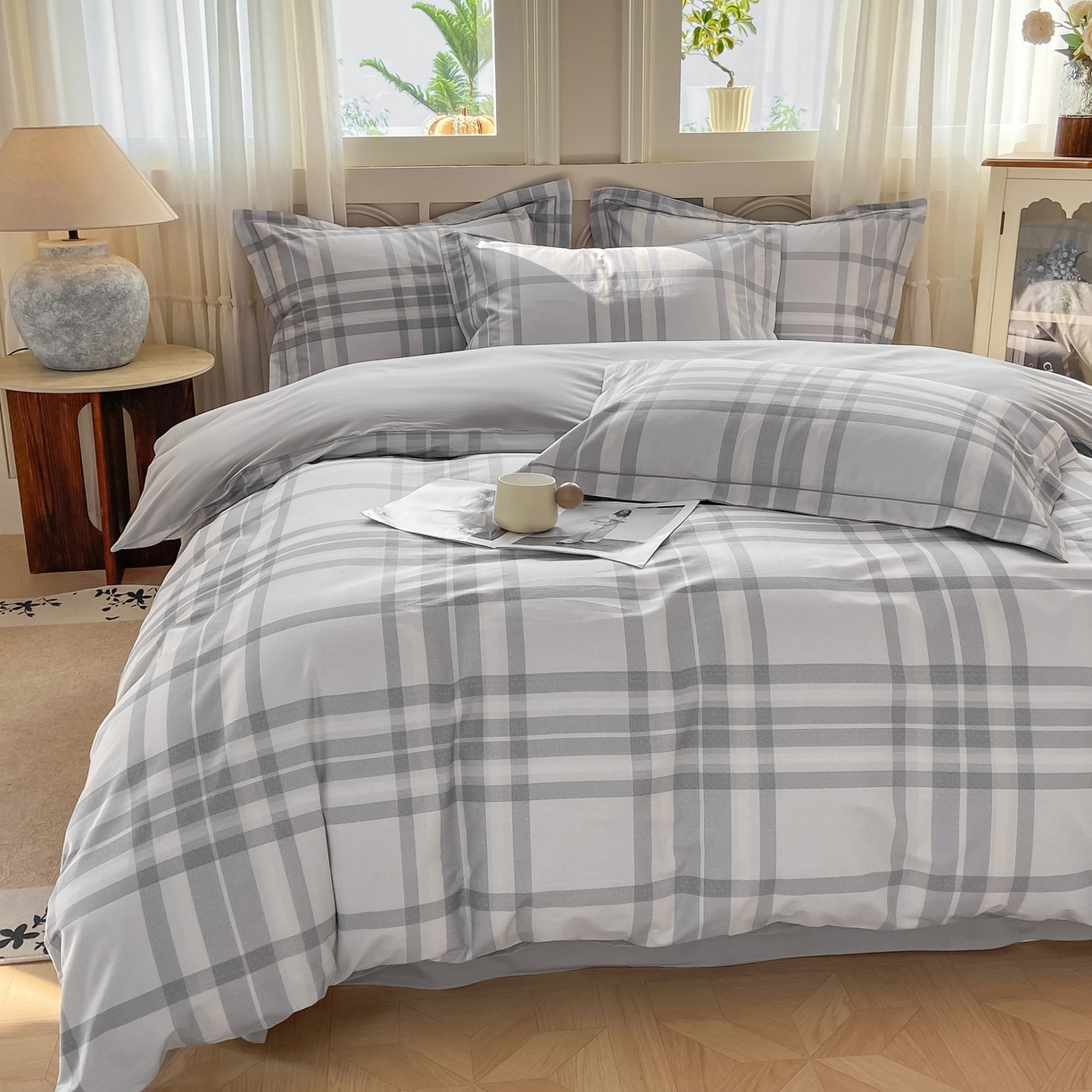 91家纺网 家纺一手货源 找家纺 XIWEN-希文家纺 2026新款40支全棉纯棉13376数码印花四件套-第一批 格瑞