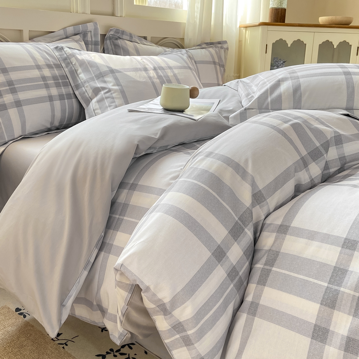 91家纺网 家纺一手货源 找家纺 XIWEN-希文家纺 2026新款40支全棉纯棉13376数码印花四件套-第一批 格瑞