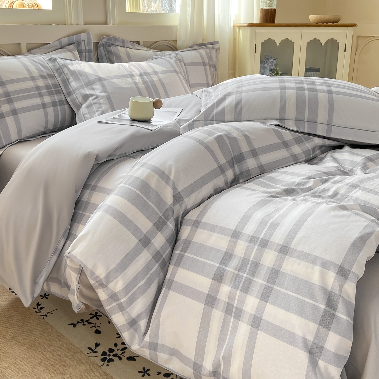 91家纺网 家纺一手货源 找家纺 XIWEN-希文家纺 2026新款40支全棉纯棉13376数码印花四件套-第一批 格瑞