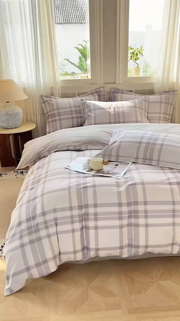 91家纺网 家纺一手货源 找家纺 XIWEN-希文家纺 2026新款40支全棉纯棉13376数码印花四件套-第一批 格瑞