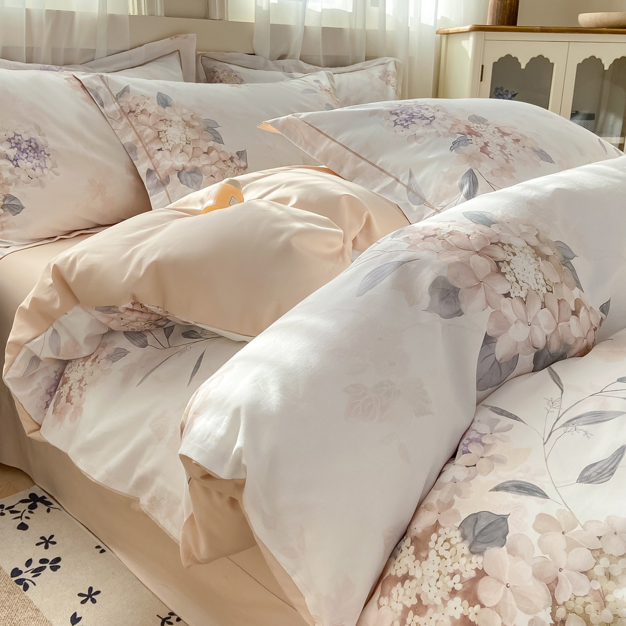 91家纺网 家纺一手货源 找家纺 XIWEN-希文家纺 2026新款40支全棉纯棉13376数码印花四件套-第一批 花予-咖