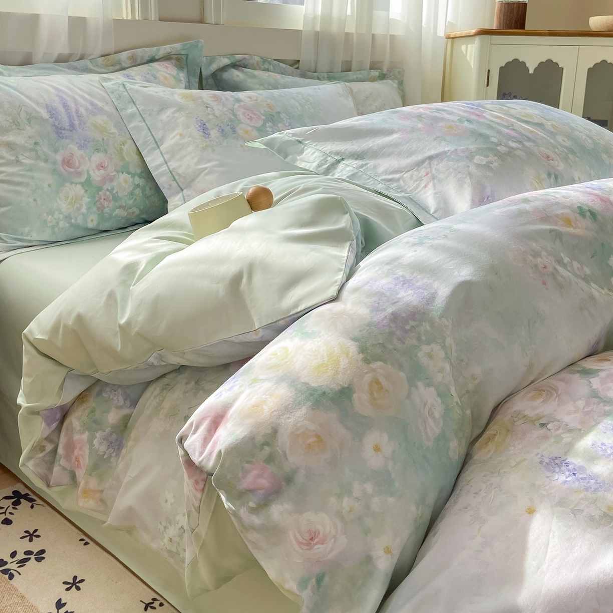 XIWEN-希文家纺 2026新款40支全棉纯棉13376数码印花四件套-第一批 花悦容