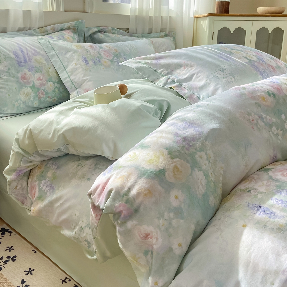 91家纺网 家纺一手货源 找家纺 XIWEN-希文家纺 2026新款40支全棉纯棉13376数码印花四件套-第一批 花悦容