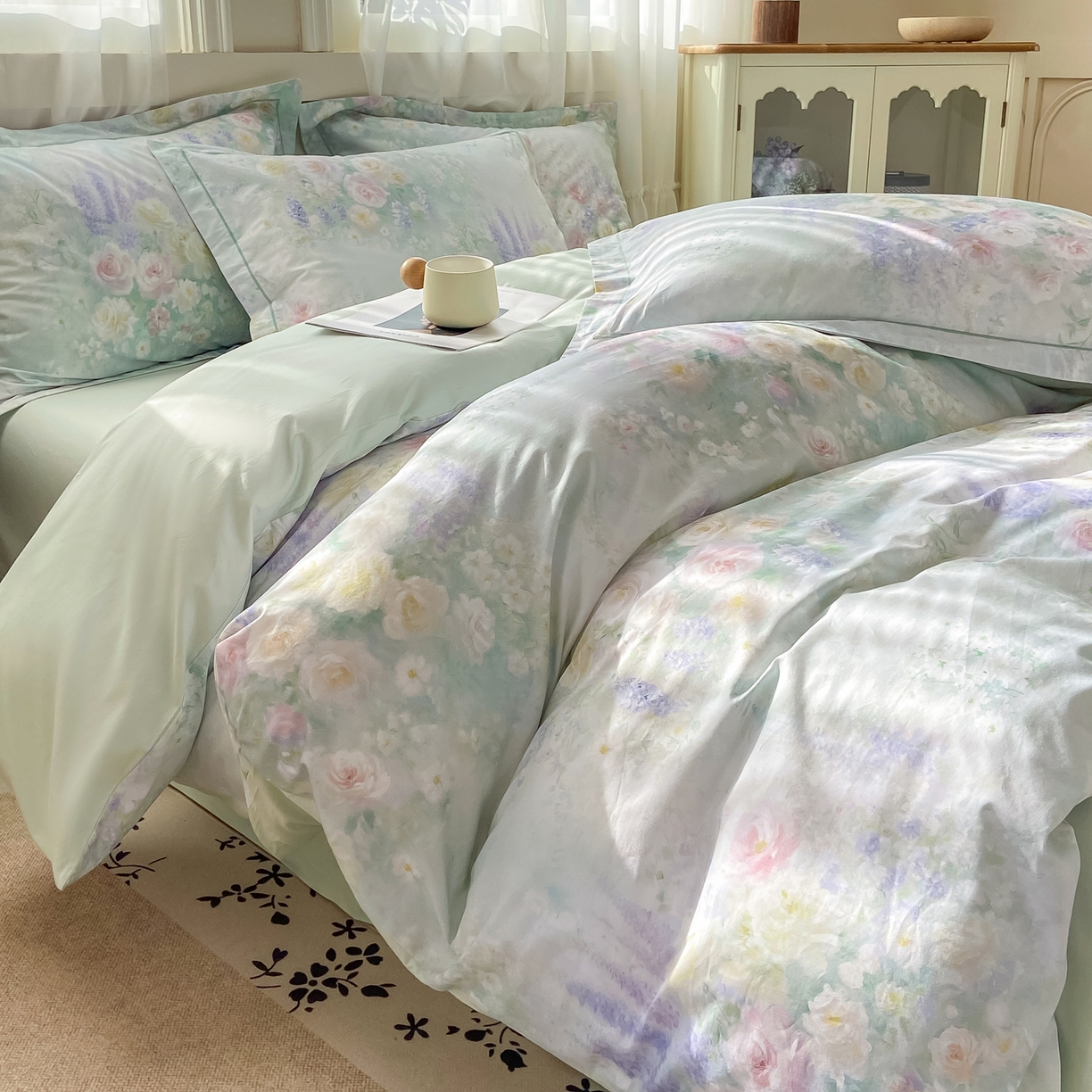 91家纺网 家纺一手货源 找家纺 XIWEN-希文家纺 2026新款40支全棉纯棉13376数码印花四件套-第一批 花悦容