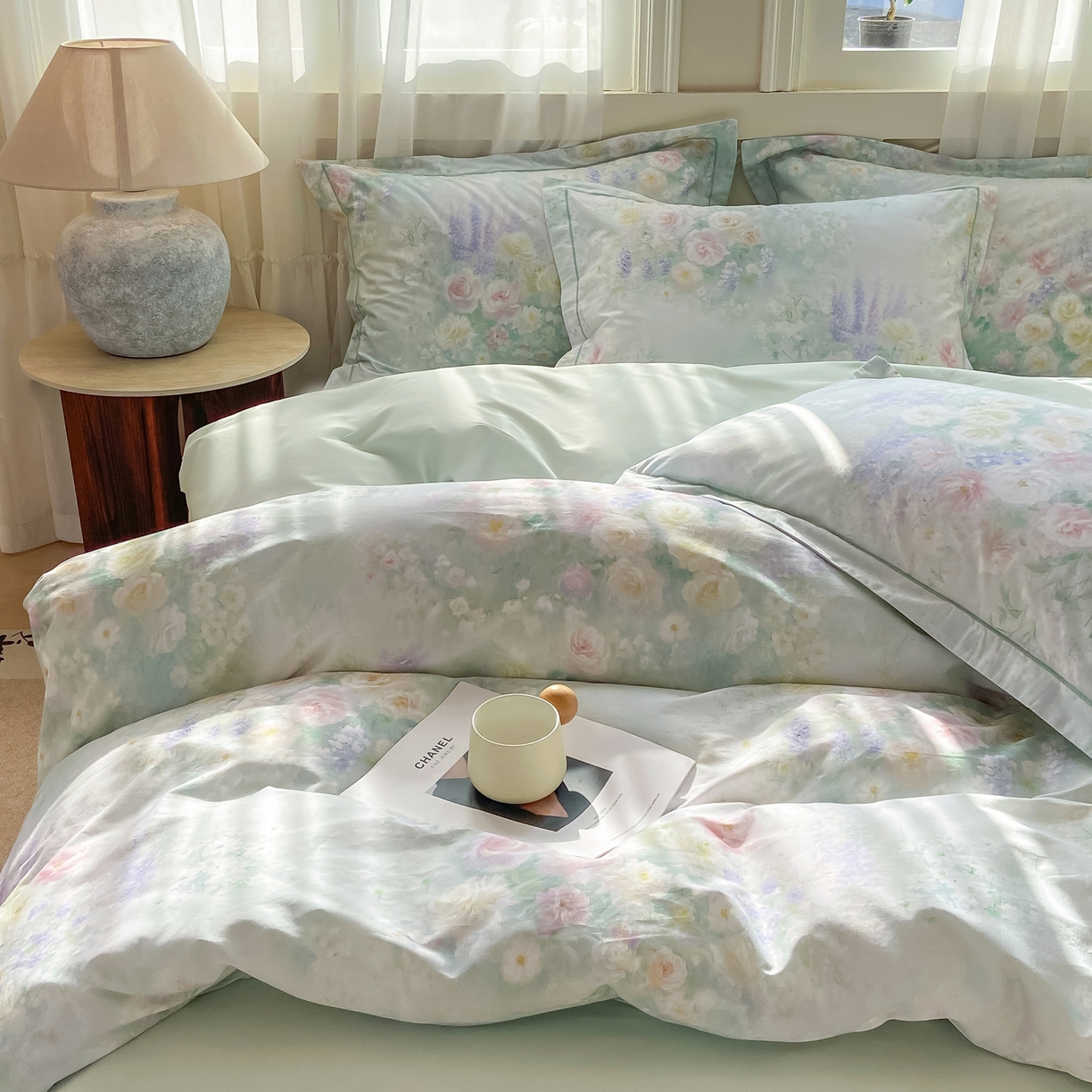 91家纺网 家纺一手货源 找家纺 XIWEN-希文家纺 2026新款40支全棉纯棉13376数码印花四件套-第一批 花悦容