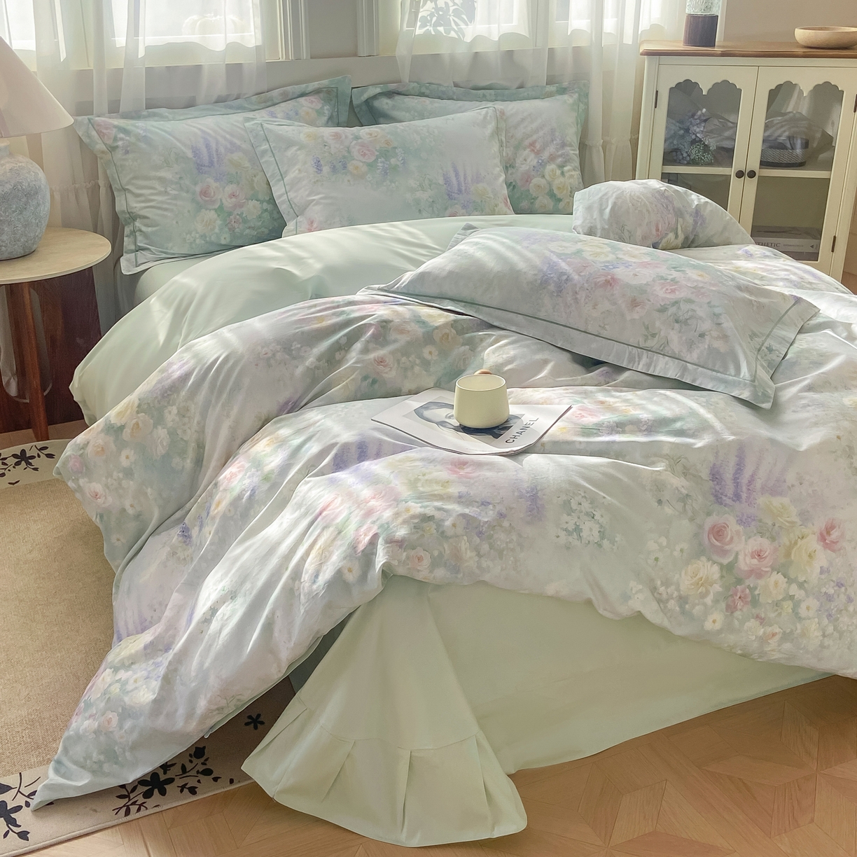 91家纺网 家纺一手货源 找家纺 XIWEN-希文家纺 2026新款40支全棉纯棉13376数码印花四件套-第一批 花悦容