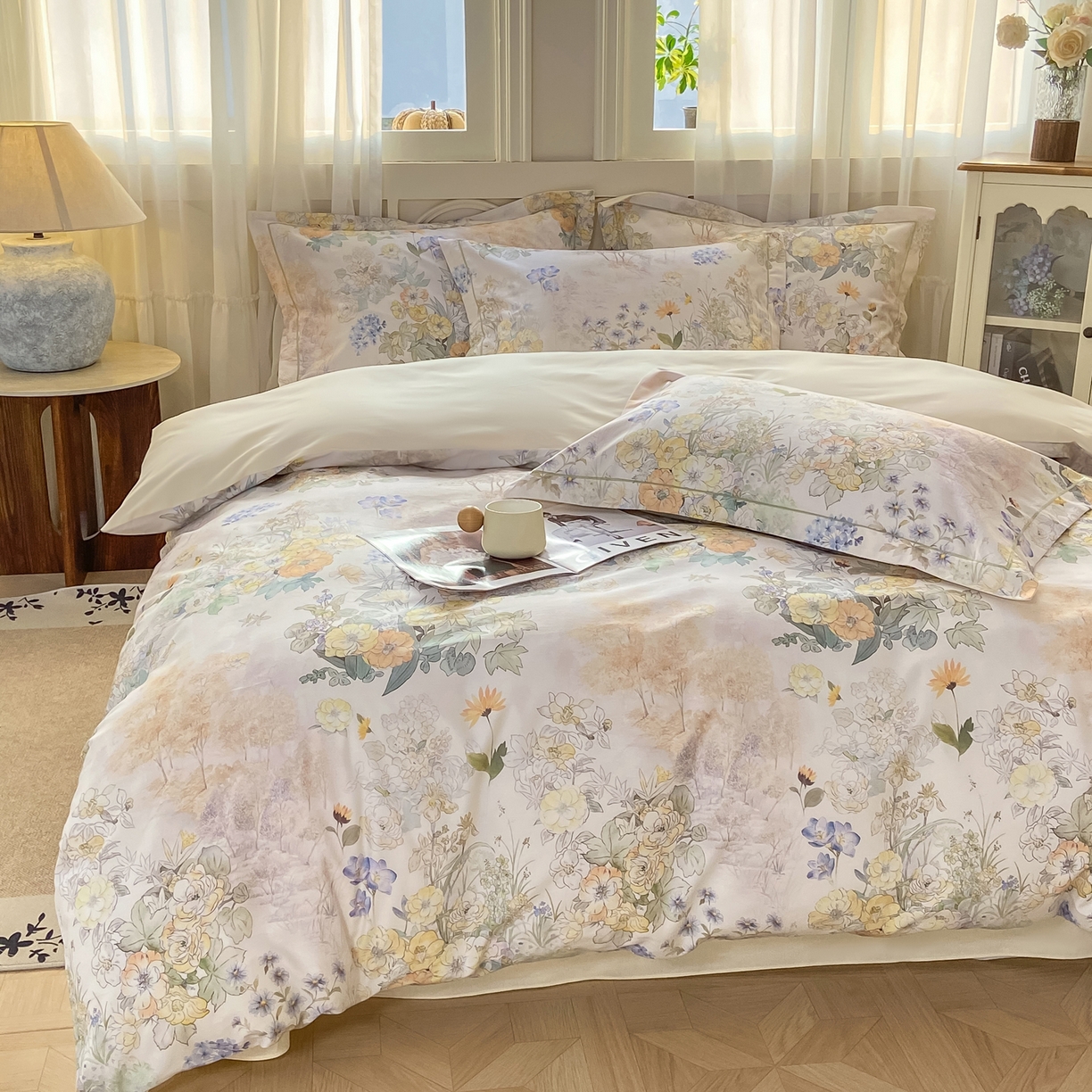 91家纺网 家纺一手货源 找家纺 XIWEN-希文家纺 2026新款40支全棉纯棉13376数码印花四件套-第一批 莉雅