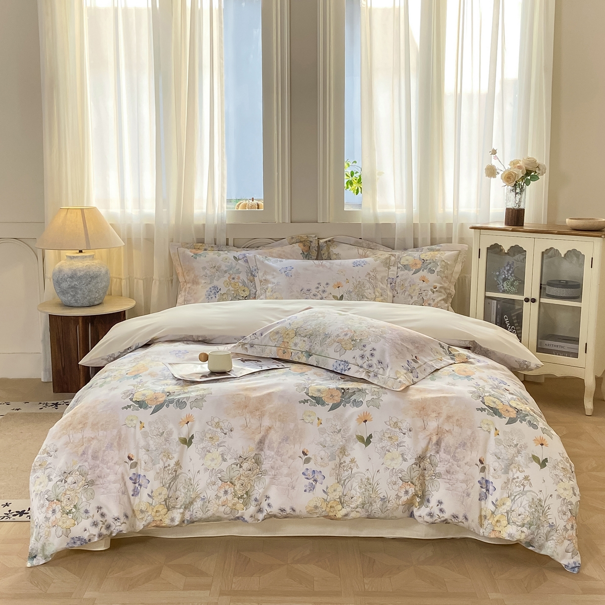 91家纺网 家纺一手货源 找家纺 XIWEN-希文家纺 2026新款40支全棉纯棉13376数码印花四件套-第一批 莉雅