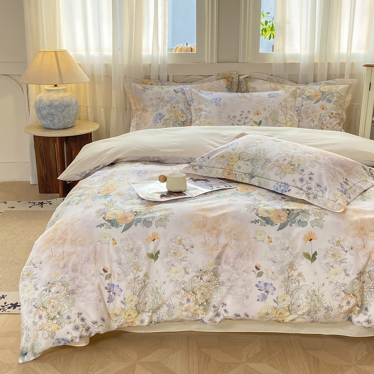 91家纺网 家纺一手货源 找家纺 XIWEN-希文家纺 2026新款40支全棉纯棉13376数码印花四件套-第一批 莉雅