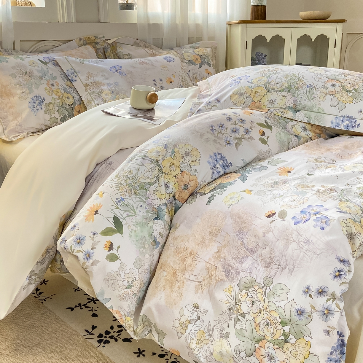 91家纺网 家纺一手货源 找家纺 XIWEN-希文家纺 2026新款40支全棉纯棉13376数码印花四件套-第一批 莉雅