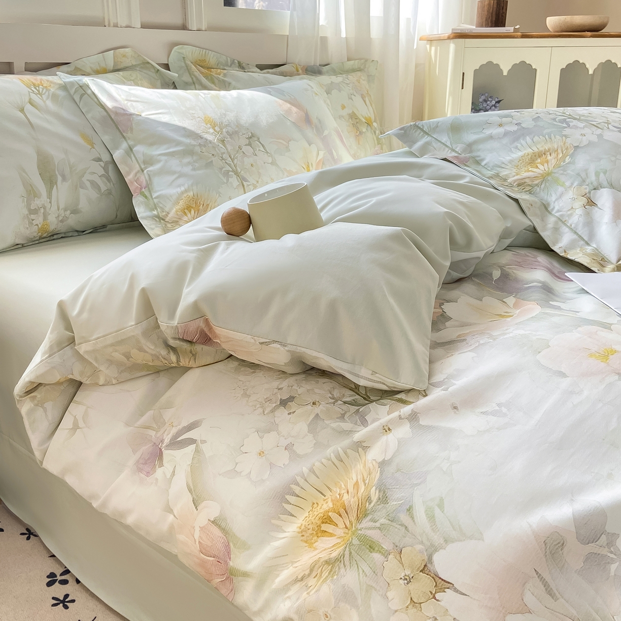 91家纺网 家纺一手货源 找家纺 XIWEN-希文家纺 2026新款40支全棉纯棉13376数码印花四件套-第一批 明媚